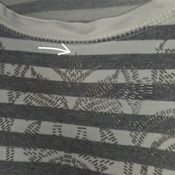 Style & Co Sport The Essential Sweatshirt Top Womens XL Gray Stripes Design - Picture 2 of 16